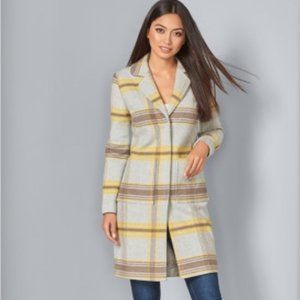 Venus Faux Wool Plaid Pocketed Car Coat